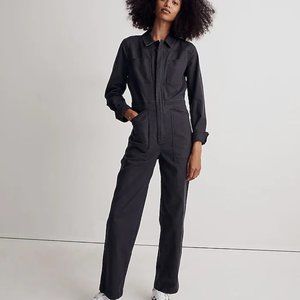 Madewell Black Brushed Canvas Belted Jumpsuit